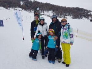 gezin na de slalom wedstrijd